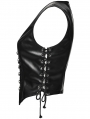 Black Gothic Punk Rivet Faux Leather Vest for Women