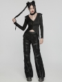 Black Gothic Punk Cool Straight Mesh Denim Pants for Women