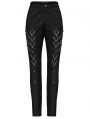 Black Gothic Punk Metal Triangular Buckle Embellished Jeans for Women