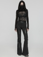 Black Gothic Punk Rivets Flare Pants for Women