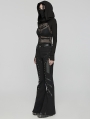 Black Gothic Punk Rivets Flare Pants for Women