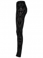 Black Vintage Gothic Pattern Flocked Mesh Leggings for Women