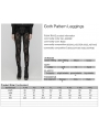 Black Vintage Gothic Pattern Flocked Mesh Leggings for Women