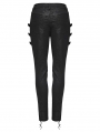 Black Gothic Retro Printed Metal Buckle Pants for Women