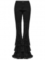 Black Gothic Layered Lace Flared Low Waist Jeans for Women