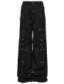 Black Gothic Punk Decadent Cross Patch Straight Loose Pants for Women