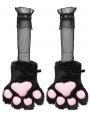 Black and Pink Gothic Cute Cat Claws Gloves for Women