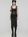 Black Gothic Post-Apocalyptic Techwear Style Hollow Out Dress