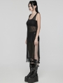 Black Gothic Post-Apocalyptic Techwear Style Hollow Out Dress