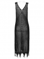 Black Gothic Post-Apocalyptic Techwear Style Hollow Out Dress