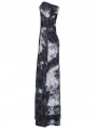 Black and Gray Gothic Sexy Tie-Dyed Knitted Strapless Long Slit Dress