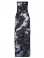 Black and Gray Gothic Sexy Tie-Dyed Knitted Strapless Long Slit Dress