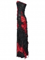 Black and Red Gothic Sexy Tie-Dyed Strapless Long Slit Dress