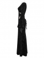 Black Gothic V-Neck Embossed Velvet Mesh Splicing Sexy Long Dress