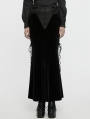 Black Gothic Retro Embroidery Velvet Fishtail Skirt