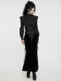 Black Gothic Retro Embroidery Velvet Fishtail Skirt