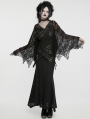 Black Gothic Punk Multi-Buckle Sexy Lace Bat Sleeves Dress