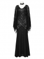 Black Gothic Punk Multi-Buckle Sexy Lace Bat Sleeves Dress