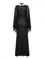 Black Gothic Punk Multi-Buckle Sexy Lace Bat Sleeves Dress