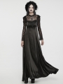 Black Gothic Hollow Out Lace Applique Long Sleeve Maxi Dress