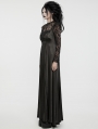 Black Gothic Hollow Out Lace Applique Long Sleeve Maxi Dress