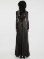 Black Gothic Hollow Out Lace Applique Long Sleeve Maxi Dress