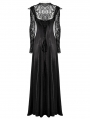 Black Gothic Hollow Out Lace Applique Long Sleeve Maxi Dress