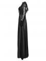 Black Gothic Hollow Out Lace Applique Long Sleeve Maxi Dress