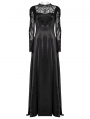 Black Gothic Hollow Out Lace Applique Long Sleeve Maxi Dress