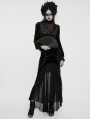 Black Gothic Irregular Splicing Velvet Fishtail Goddess Skirt