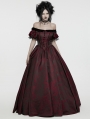 Black and Red Gothic Retro jacquard Victorian Princess Dress