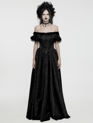 Black Gothic Retro jacquard Victorian Princess Dress