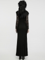 Black V Neck Gothic Lace Hollow Long Sleeve Formal Dress