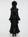 Black Gothic Dark Off-the-Shoulder Lace Fur Trim Sexy Dress