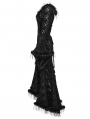 Black Gothic Dark Off-the-Shoulder Lace Fur Trim Sexy Dress