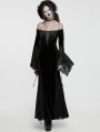 Black Gothic Off-the-Shoulder Sexy Velvet Lace Splicing Long Dress