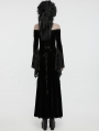 Black Gothic Off-the-Shoulder Sexy Velvet Lace Splicing Long Dress