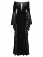 Black Gothic Off-the-Shoulder Sexy Velvet Lace Splicing Long Dress