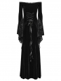 Black Gothic Off-the-Shoulder Sexy Velvet Lace Splicing Long Dress