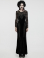 Black Gothic Sexy Velvet Floral Mesh Lace Sleeve Dress