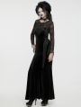 Black Gothic Sexy Velvet Floral Mesh Lace Sleeve Dress