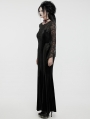 Black Gothic Sexy Velvet Floral Mesh Lace Sleeve Dress