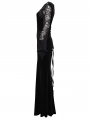 Black Gothic Sexy Velvet Floral Mesh Lace Sleeve Dress