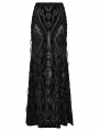 Black Gothic Gorgeous Pattern Flocked Mesh Maxi Skirt