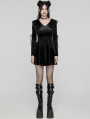 Black Velvet Sweet Gothic Flared Sleeve Short Dress