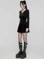 Black Velvet Sweet Gothic Flared Sleeve Short Dress