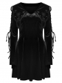 Black Velvet Sweet Gothic Flared Sleeve Short Dress