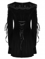 Black Velvet Sweet Gothic Flared Sleeve Short Dress