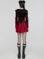 Black and Red Velvet Sweet Gothic Flared Sleeve Short Dress