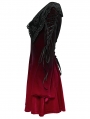 Black and Red Velvet Sweet Gothic Flared Sleeve Short Dress